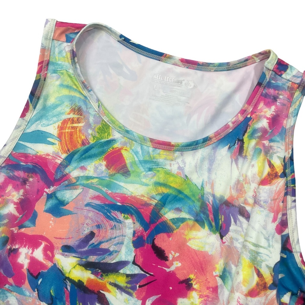 Reel Legends Large Dress‎ Multi Floral Tropical Pockets Polyester Spandex